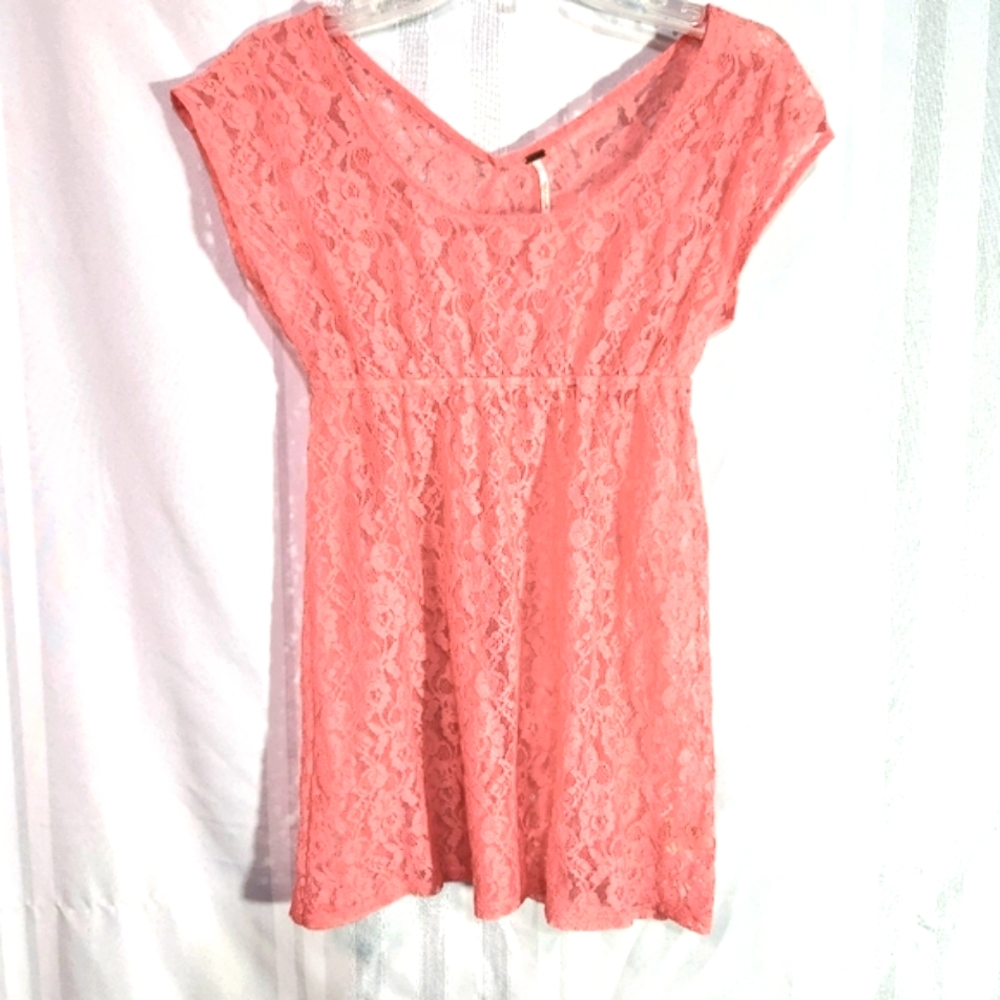 FREE PEOPLE PINK  LACE COVER UP SLIP SIZE SP